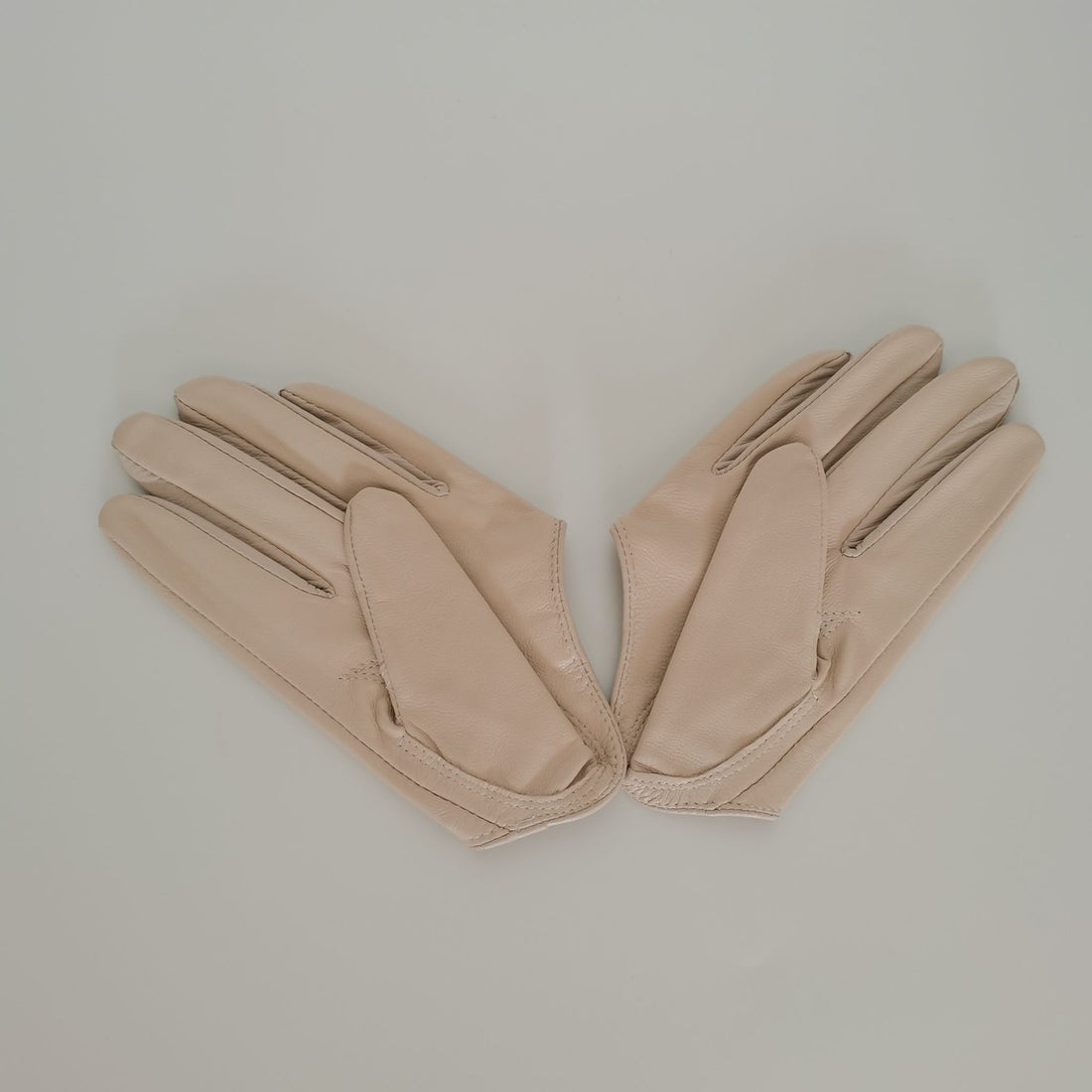 Beige Half Palm Gloves (Genuine Leather)