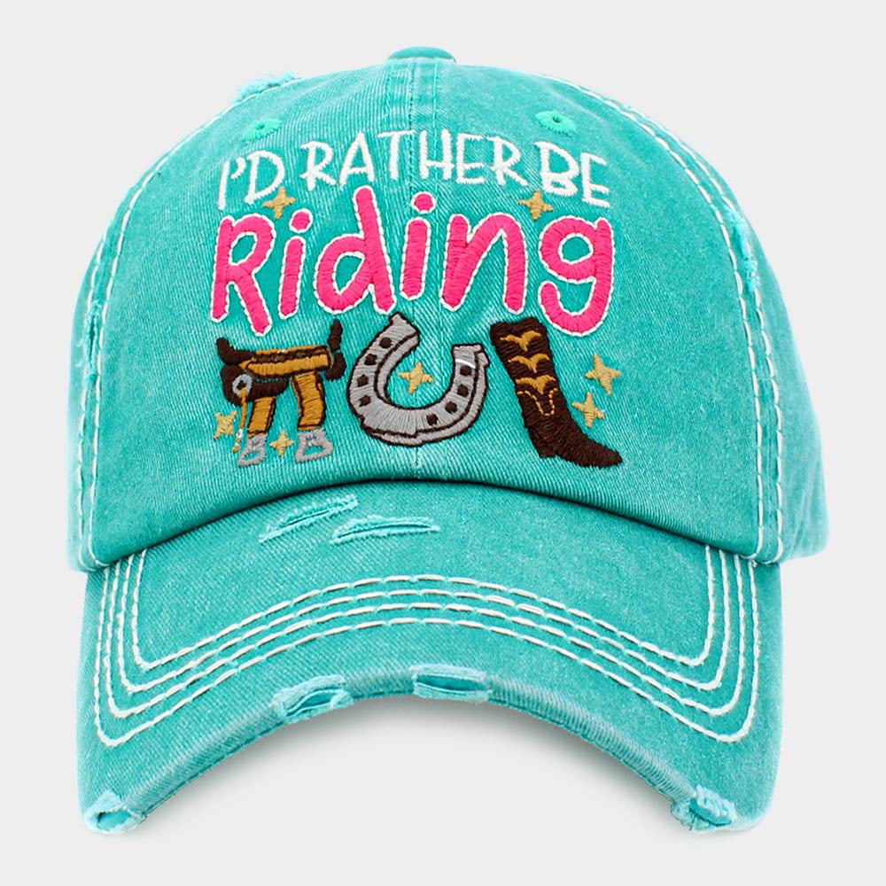 I'D RATHER BE RIDING MESSAGE VINTAGE BASEBALL CAP