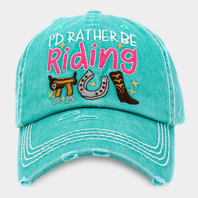 I'D RATHER BE RIDING MESSAGE VINTAGE BASEBALL CAP