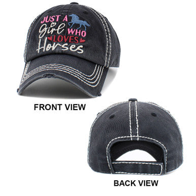 JUST A GIRL WHO LOVES HORSES CAP - NAVY