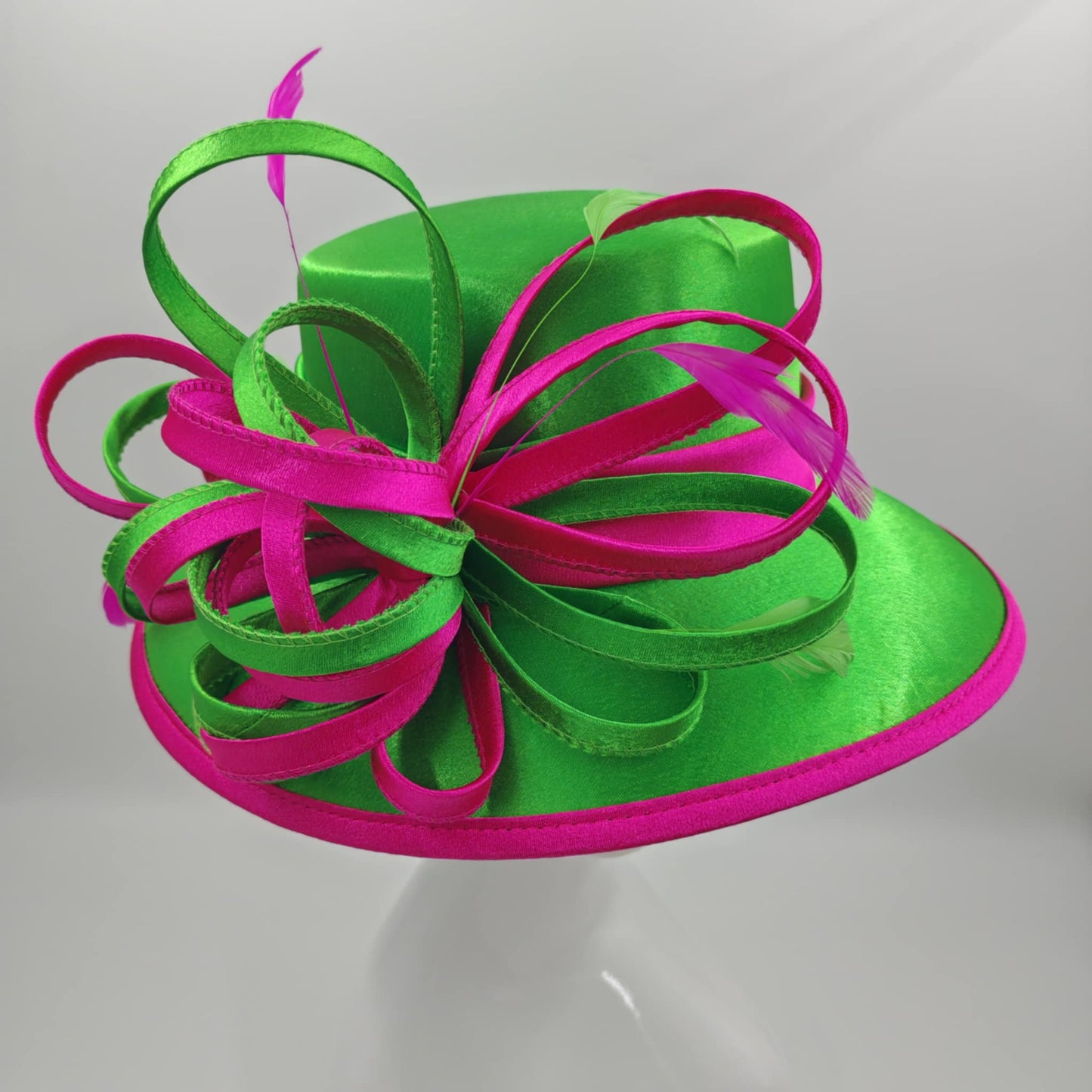 Gorgeous Green hat with hot pink trim and bow