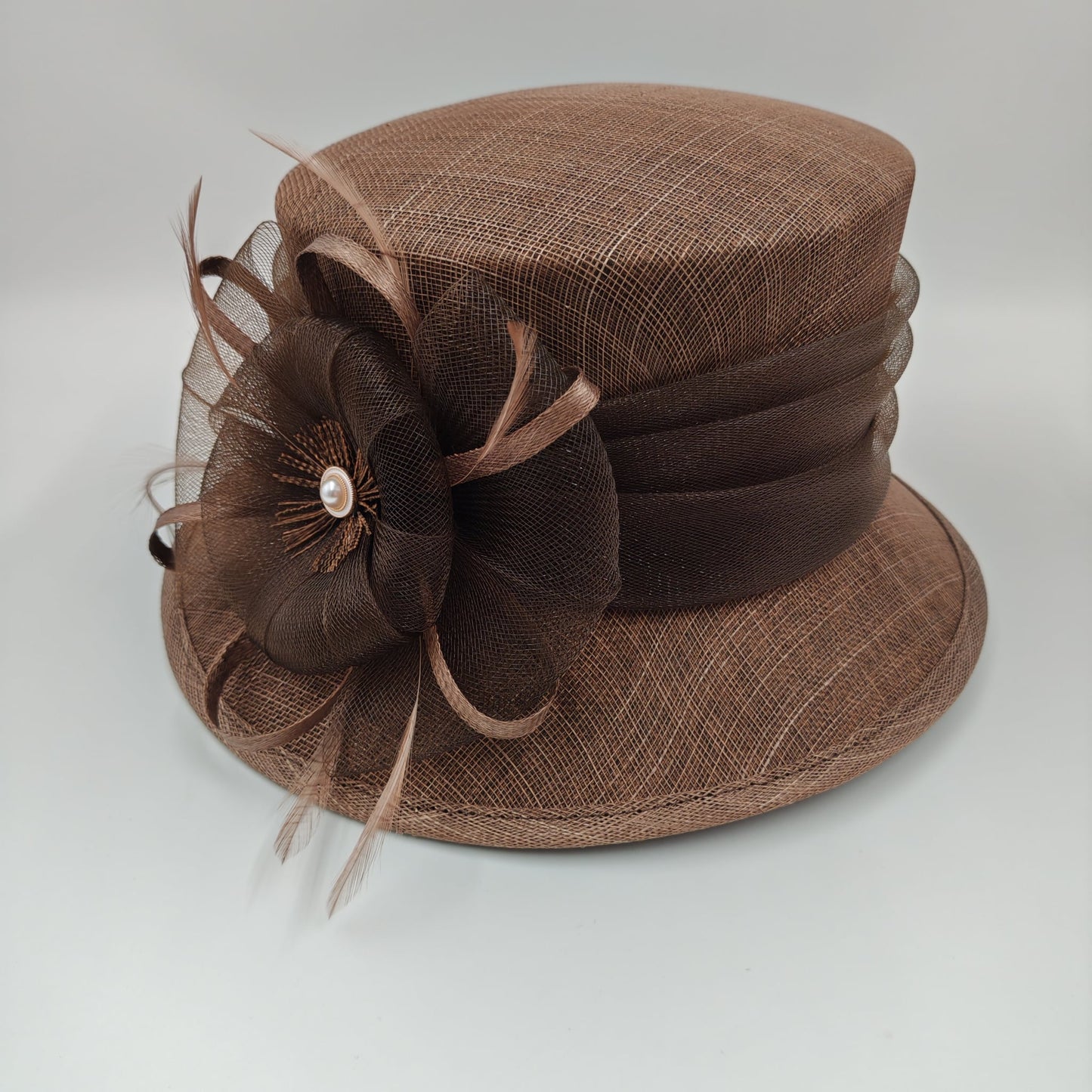 Simply elegant chocolate brown sinamay hat