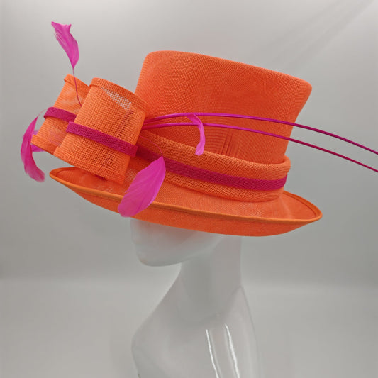 The Mel hat orange with pink trim
