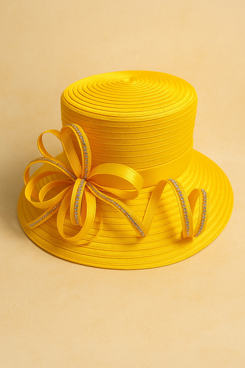 Stunning yellow hat with bling medium brim