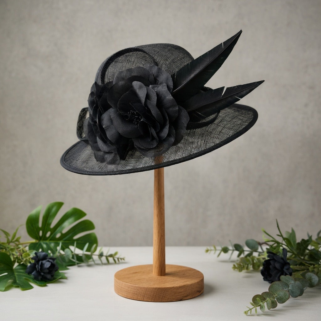 Black medium brim sinamay - Understated. Timeless. Exceptional.
