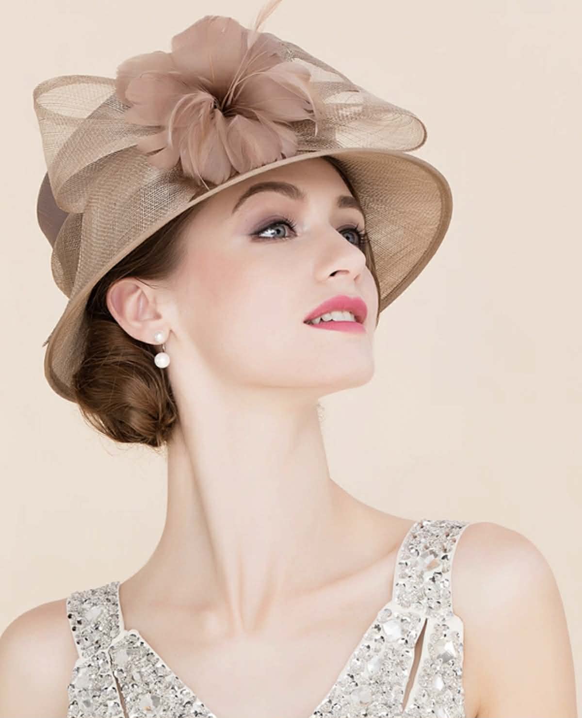 Gorgeous beige/blush brown sinamay hat