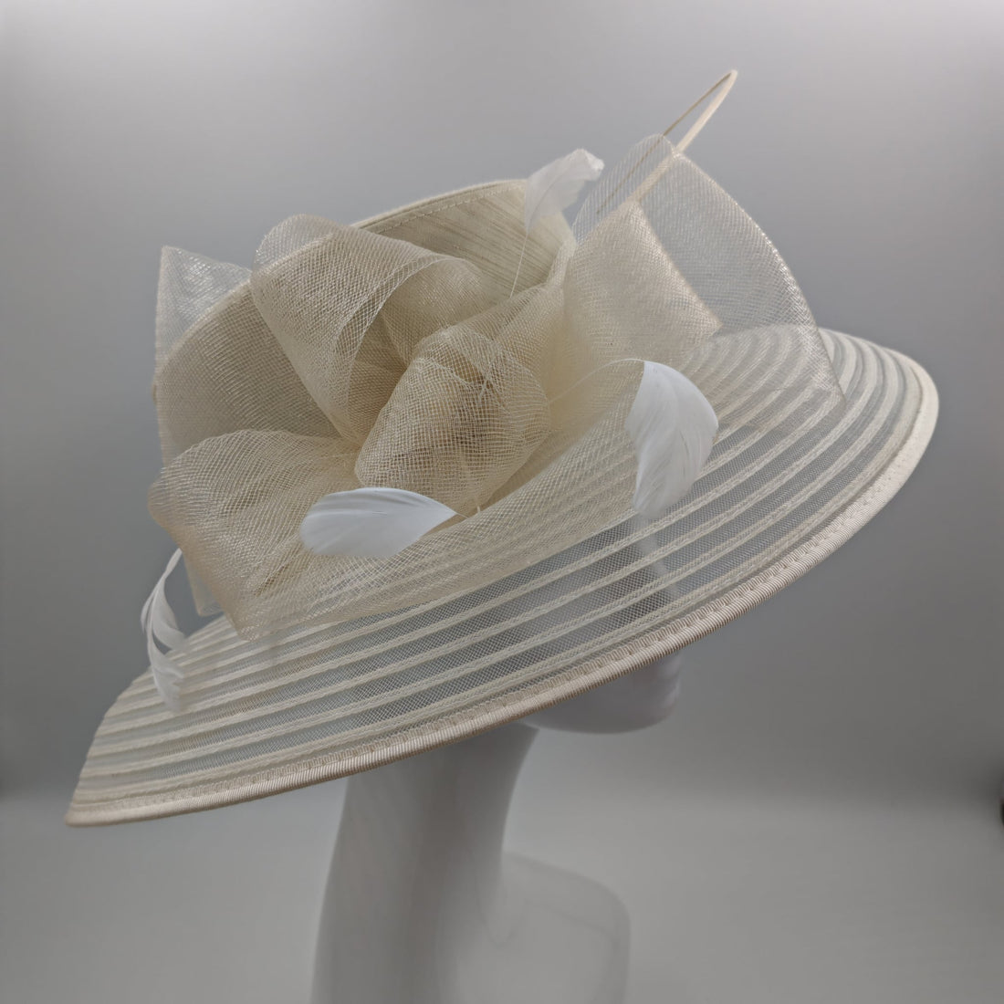 Cream Sinamay Hat with Loop Trim