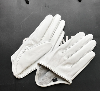 White HALF PALM GLOVES (GENUINE LEATHER)