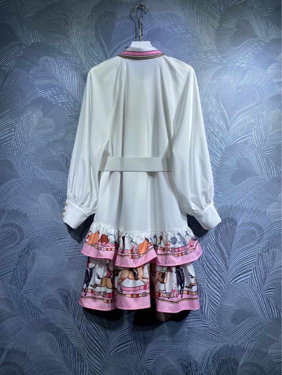 Ladies Autumn Horse Print Long Sleeve Dress - XL - pre order