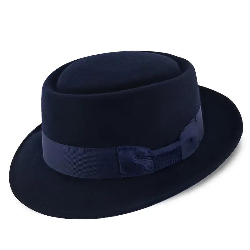Navy small brim Porkie pie hat
