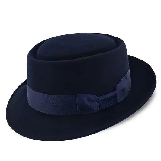 Navy wool trilby hat