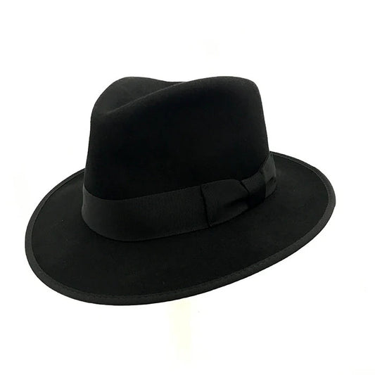 Black Wool Fedora Hat