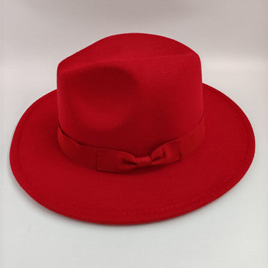 Red Wool Fedora Hat