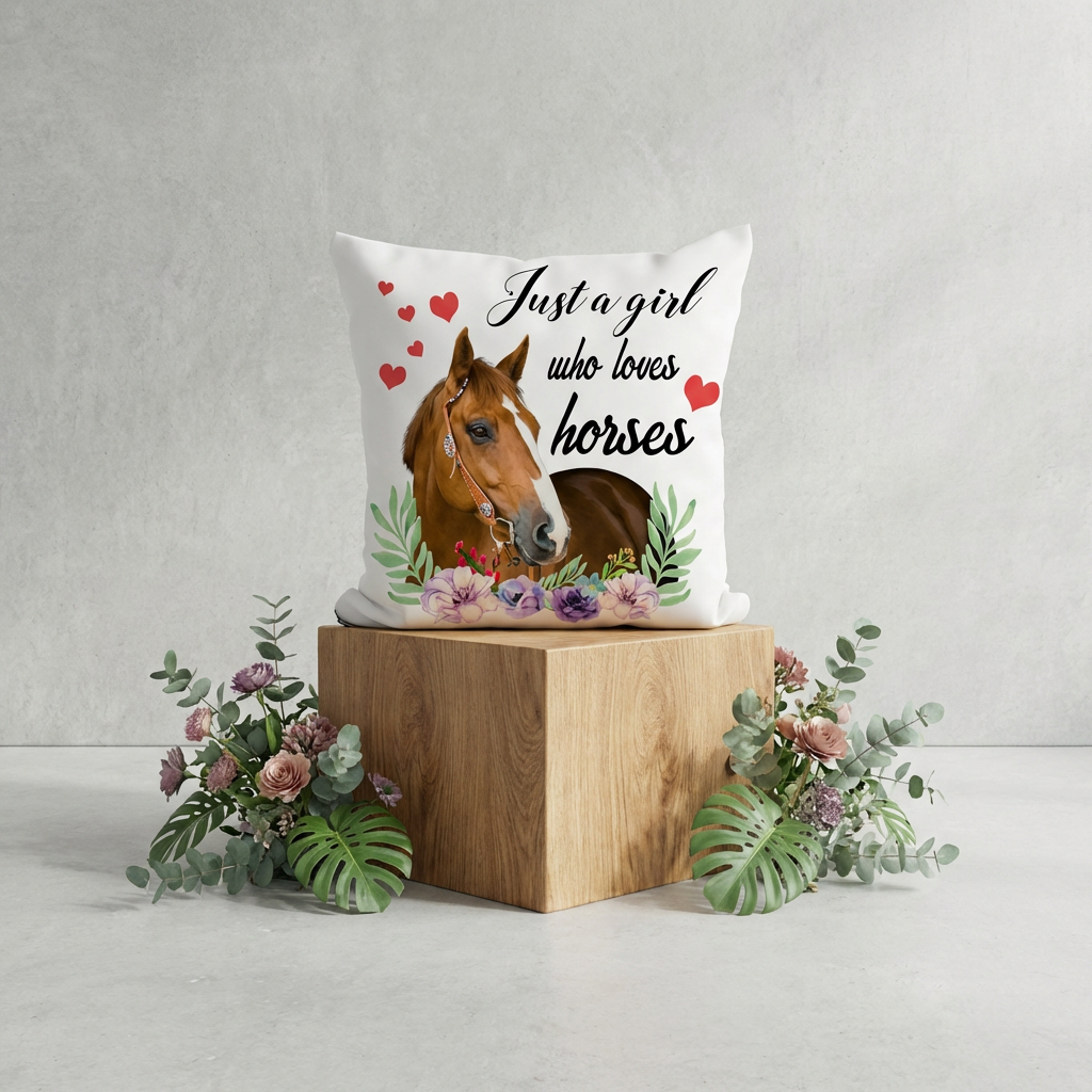 Horse theme pillow cover