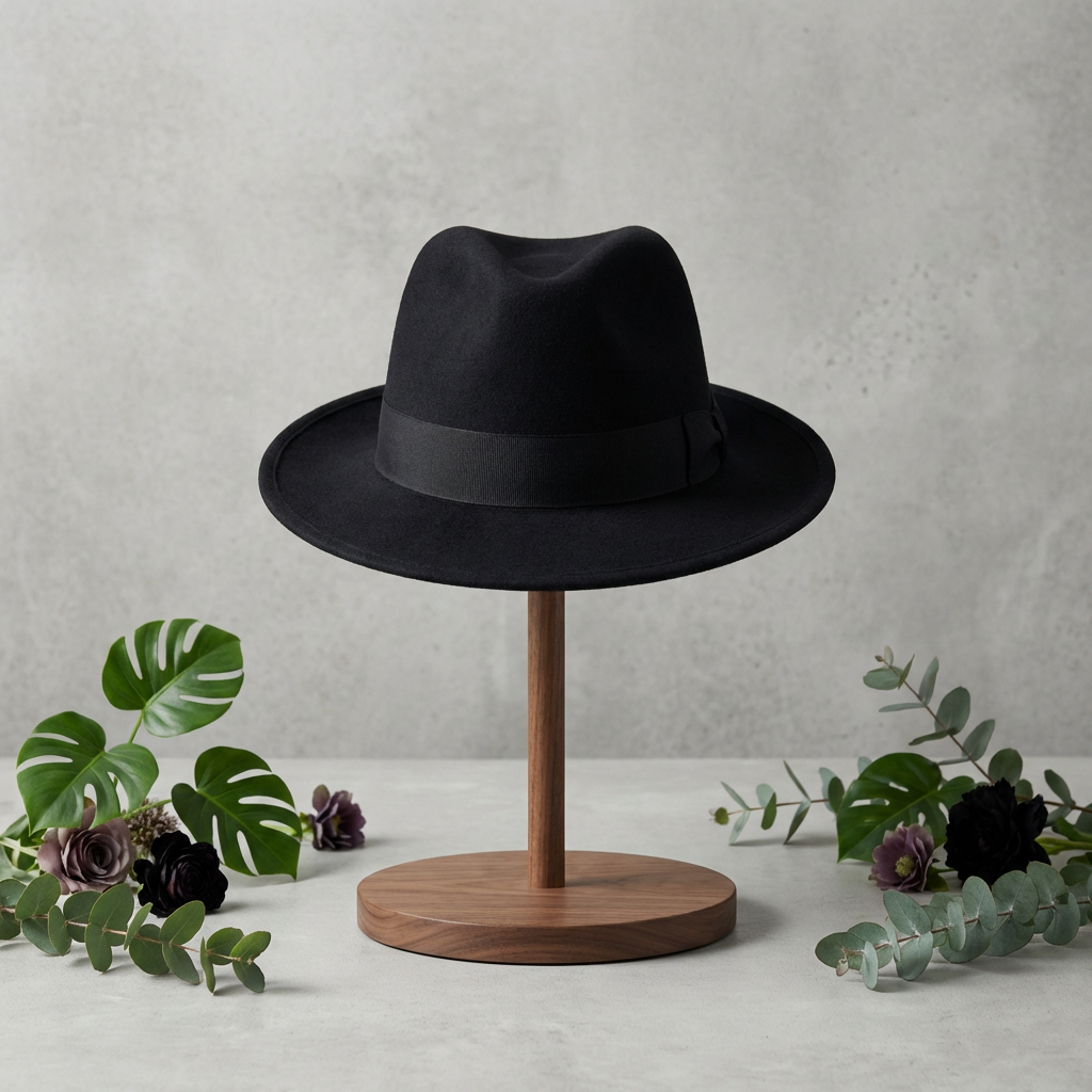 Black Wool Fedora Hat