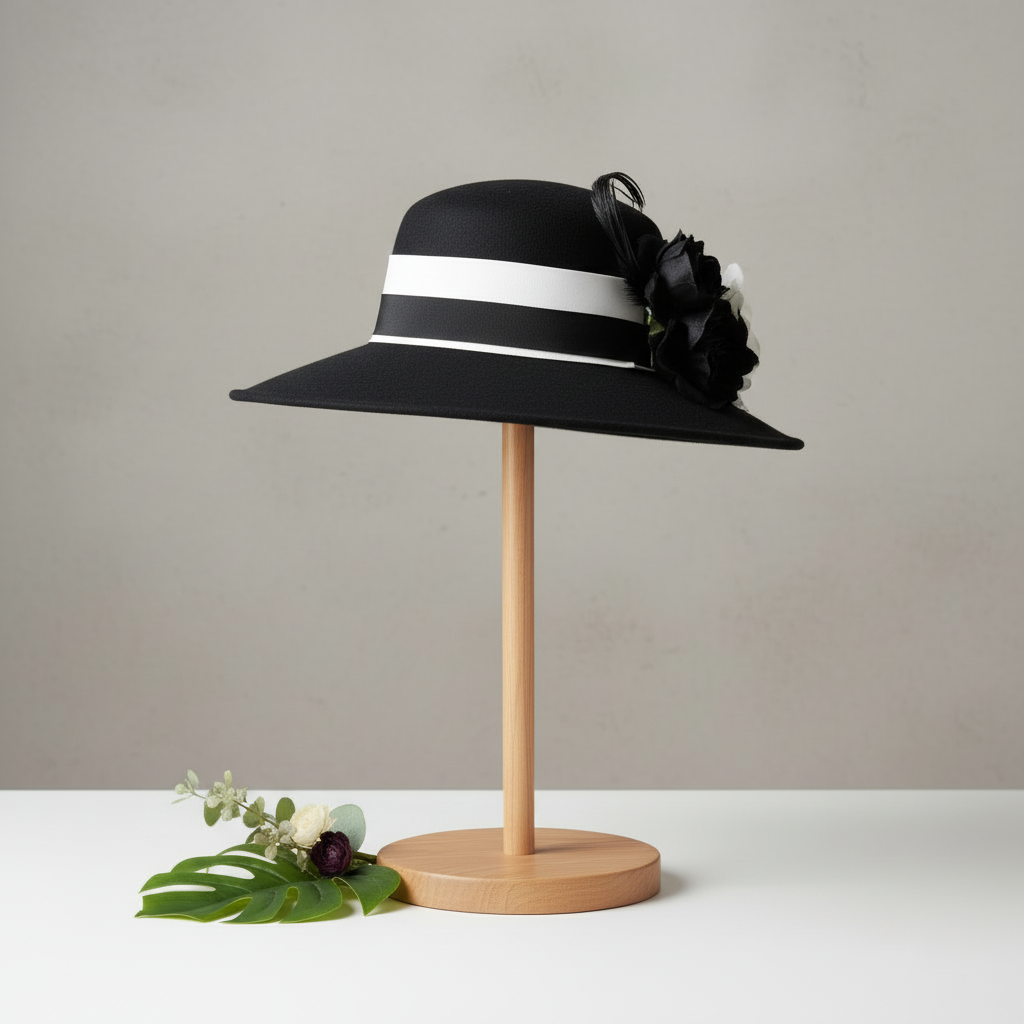 Black & White Elegance Brim Hat
