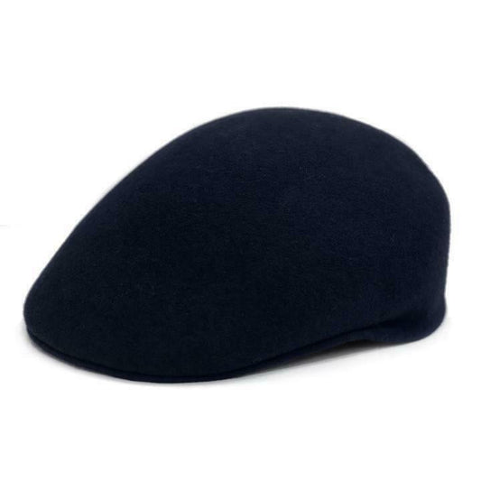 Navy Wool Flat Cap L