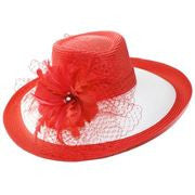 Semi turn up brim poly briad hat red/white