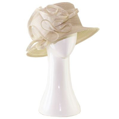 Beige Small brim organza braid hat crinolin trim