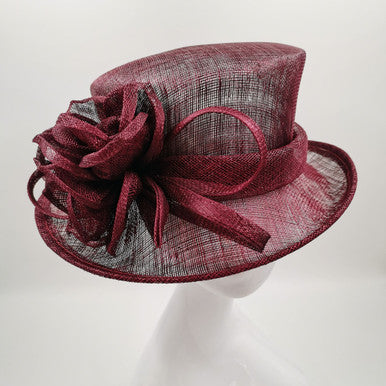 Maroon sinamay medium brim