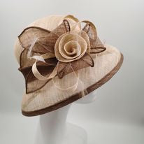 Stunning beige with brown trim Small Brim