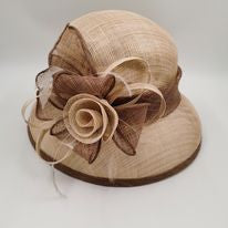 Stunning beige with brown trim Small Brim