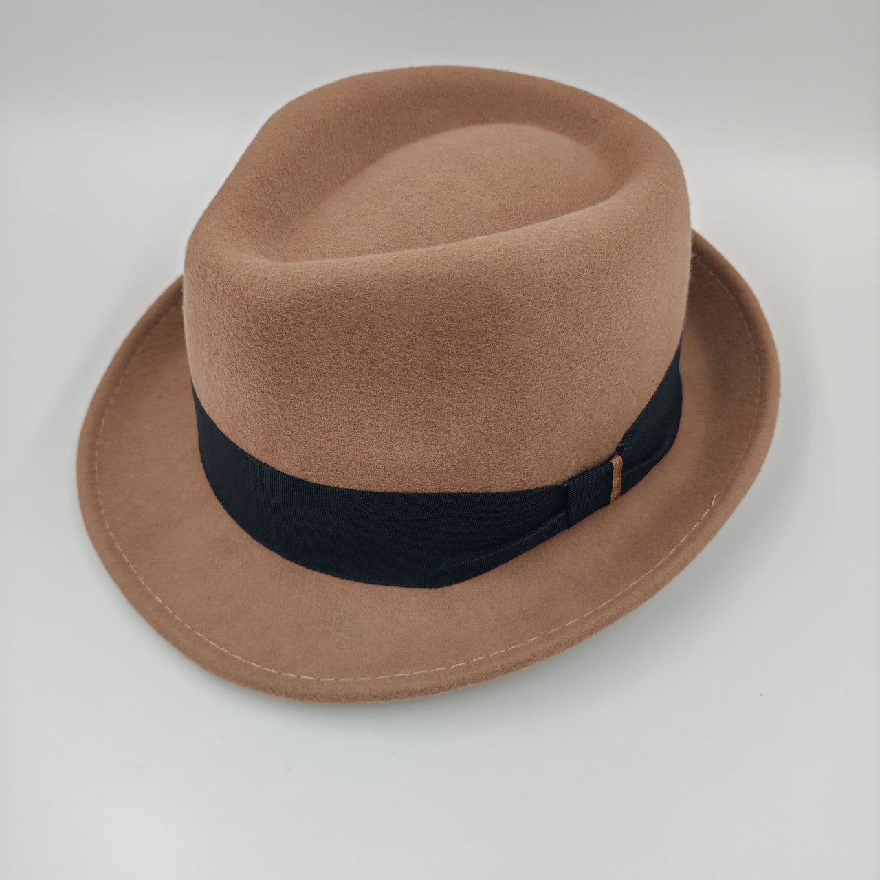 Caramel wool felt fedora/trilby hat