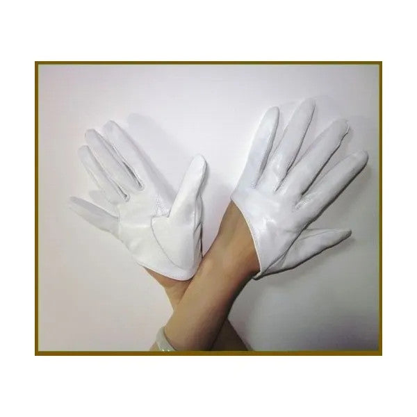 White Half Gloves (Faux Leather, Kids S)