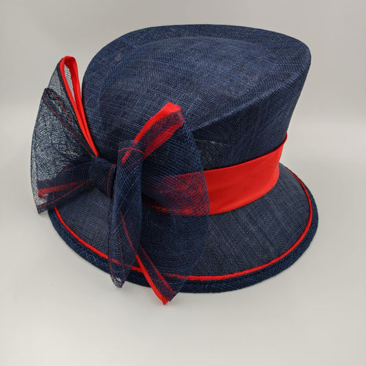 Stunning Navy hat with red trim