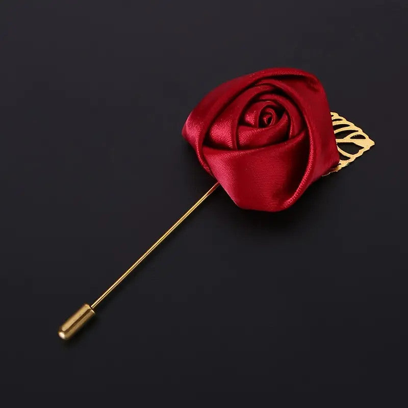 Lapel Rose Flower Handmade - Red