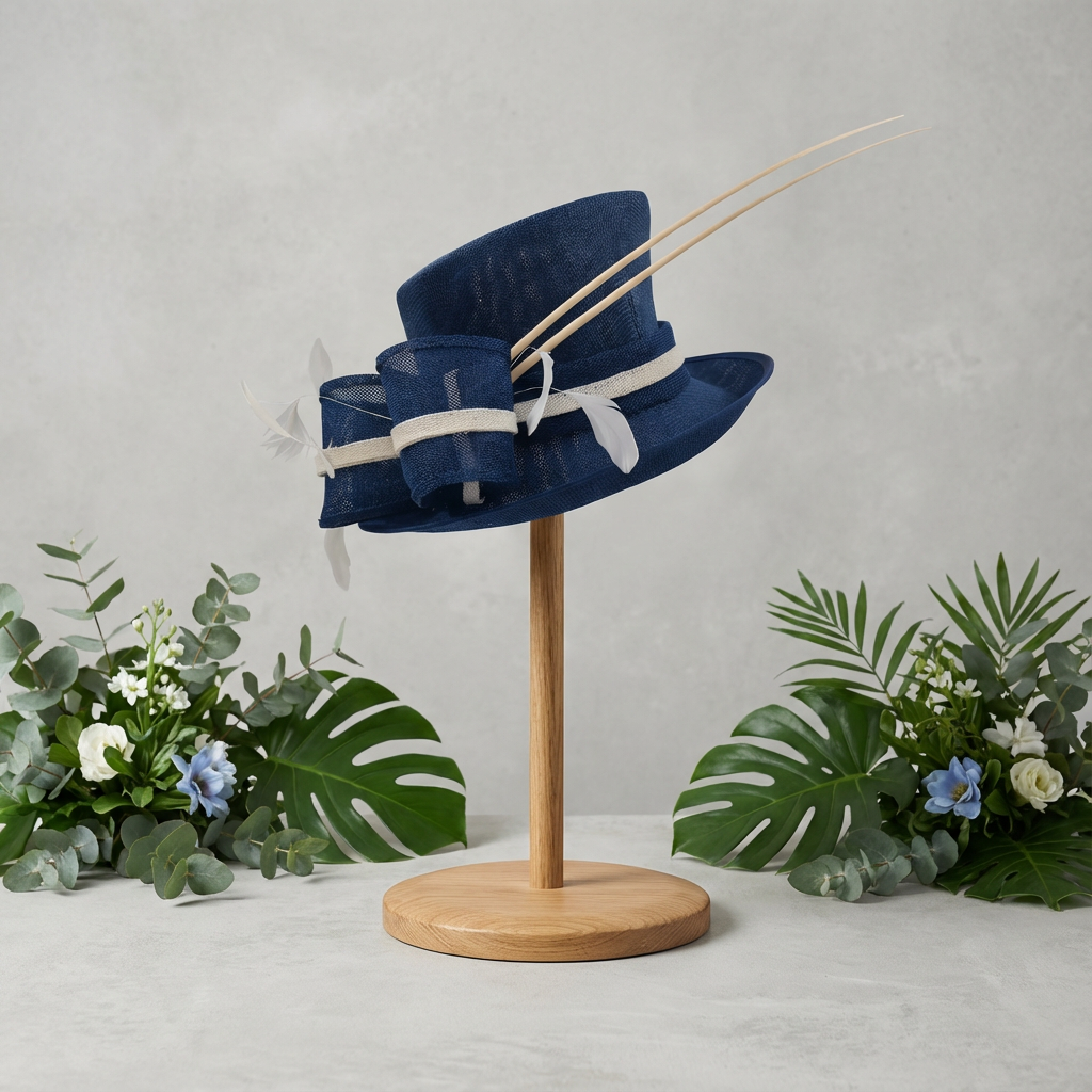 Navy Hat with White Trim