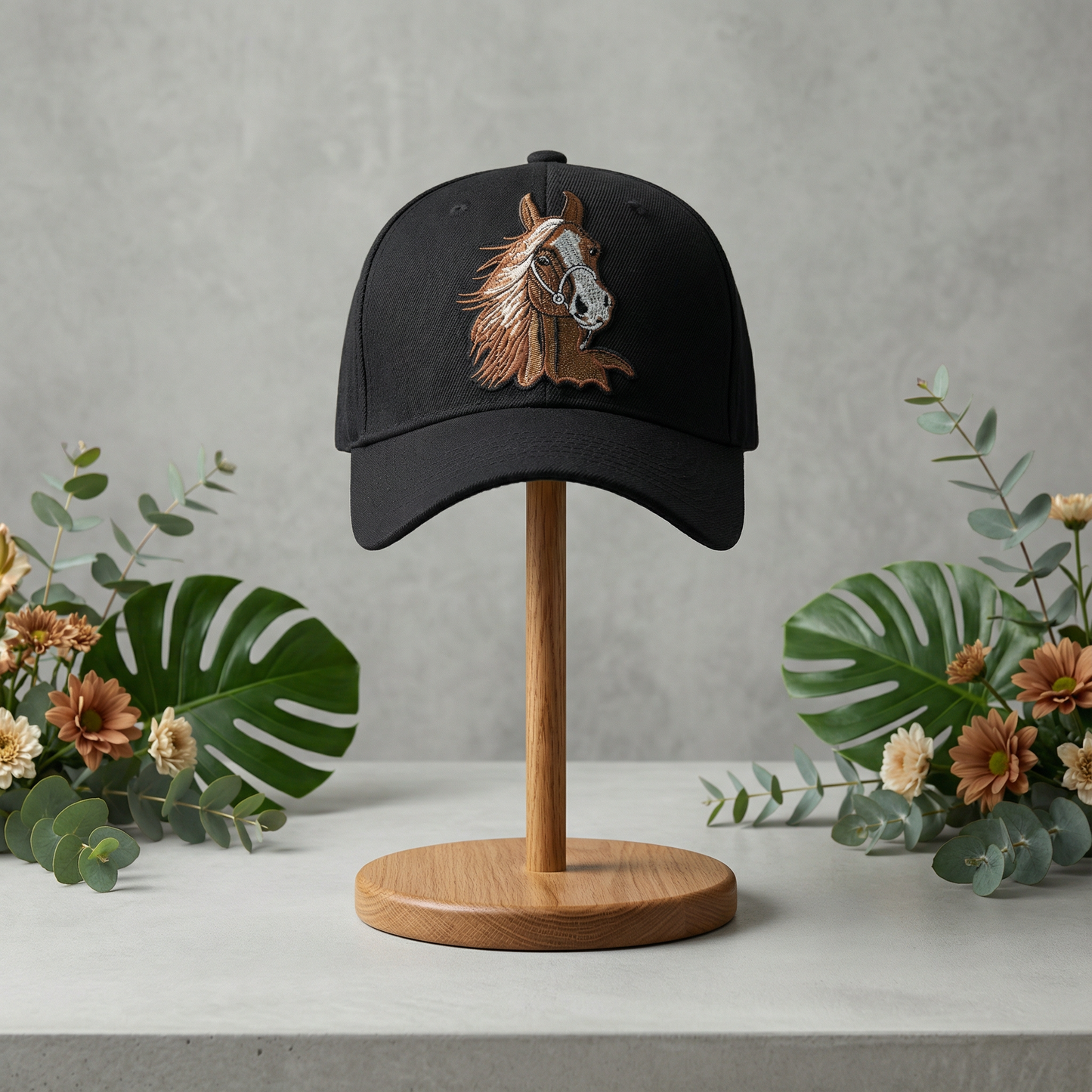 Horse head print baseball cap