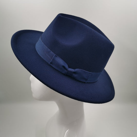 Navy wool fedora hat