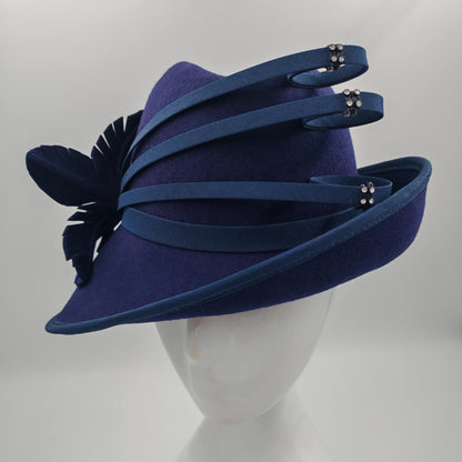 Navy wool hat with wands