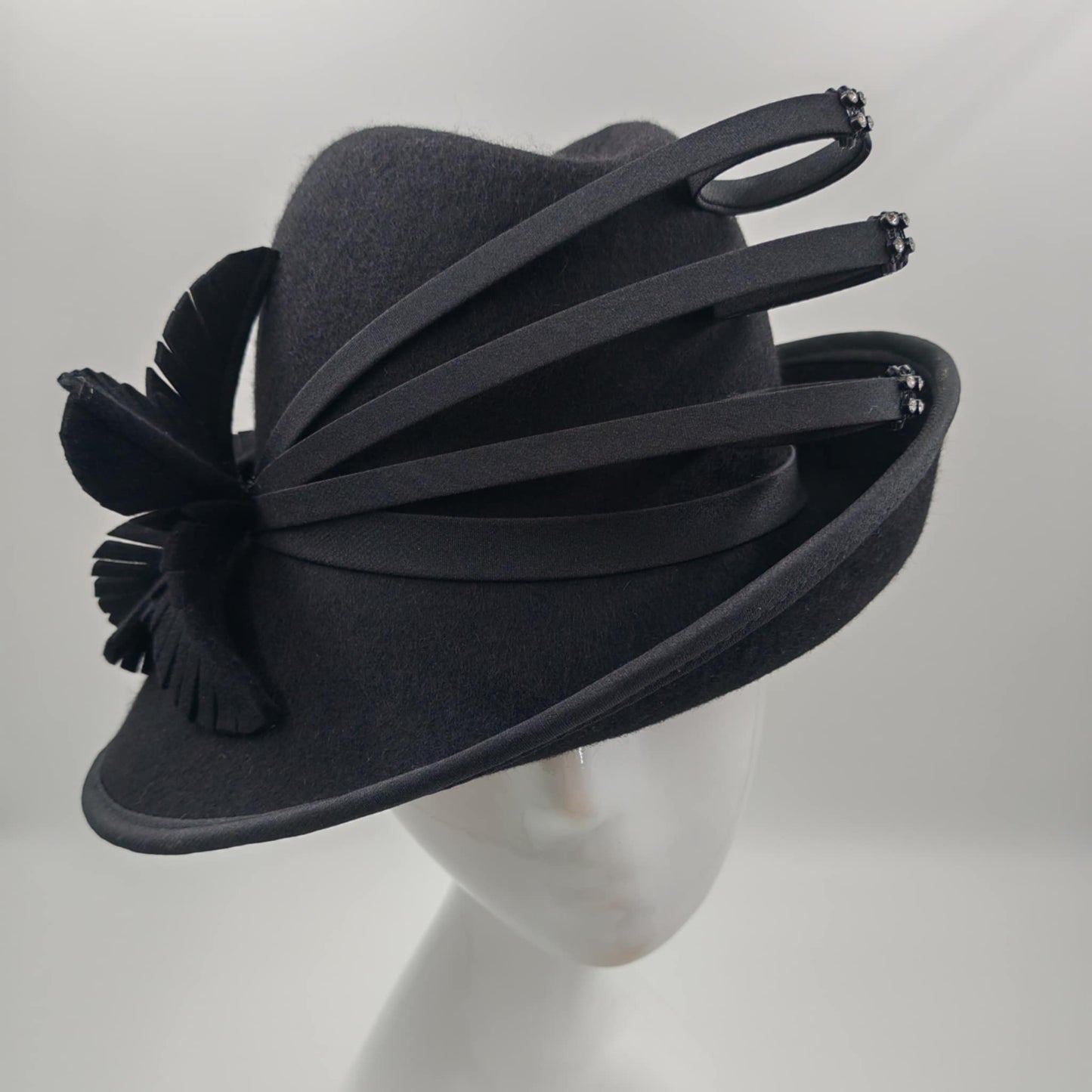 Stunning Black wool Slanty with black Wands