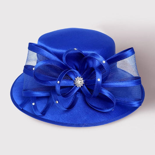 Medium brim Colbolt blue hat with Mesh bow