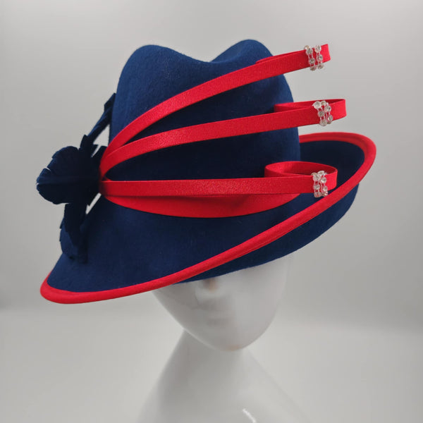 Navy Wool Slanty with red Wands- pre order
