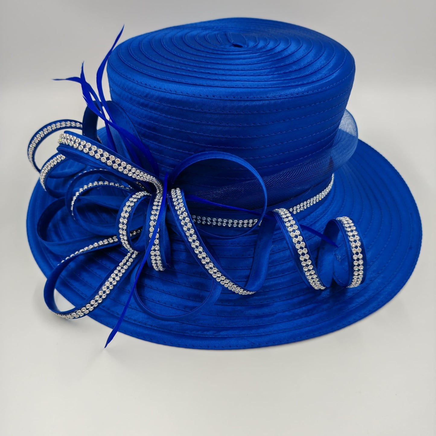 Medium brim Colbolt blue hat with Mesh bow