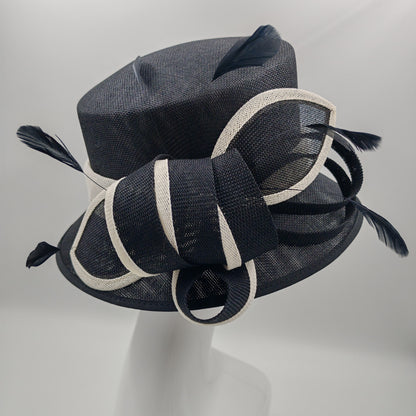Stunning black hat with white trim