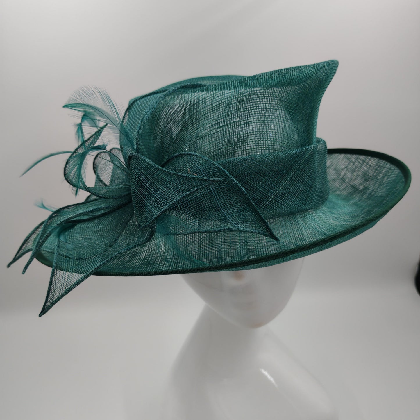 Emerald green sinamay hat medium brim