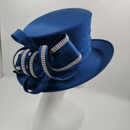 Navy w bling satin overlay hat