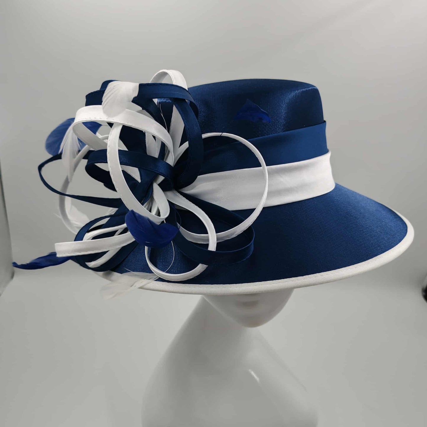 Stunning navy sinamay with white trim