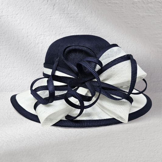 Navy Blue/white hat medium brim