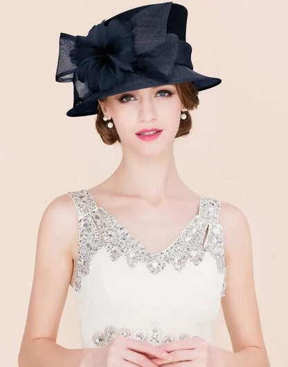 NAVY sinamay medium brim hat