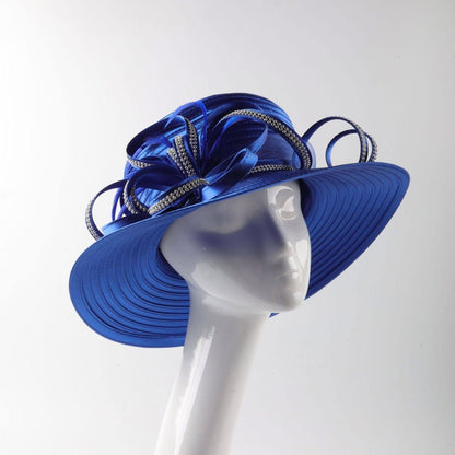 Royal Blue Satin Bloom Hat