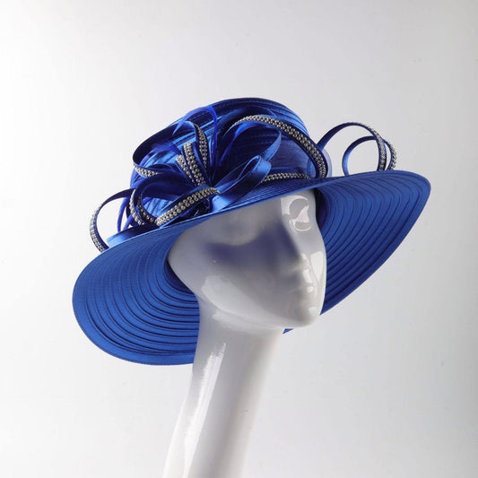 Royal Blue Satin Bloom Hat