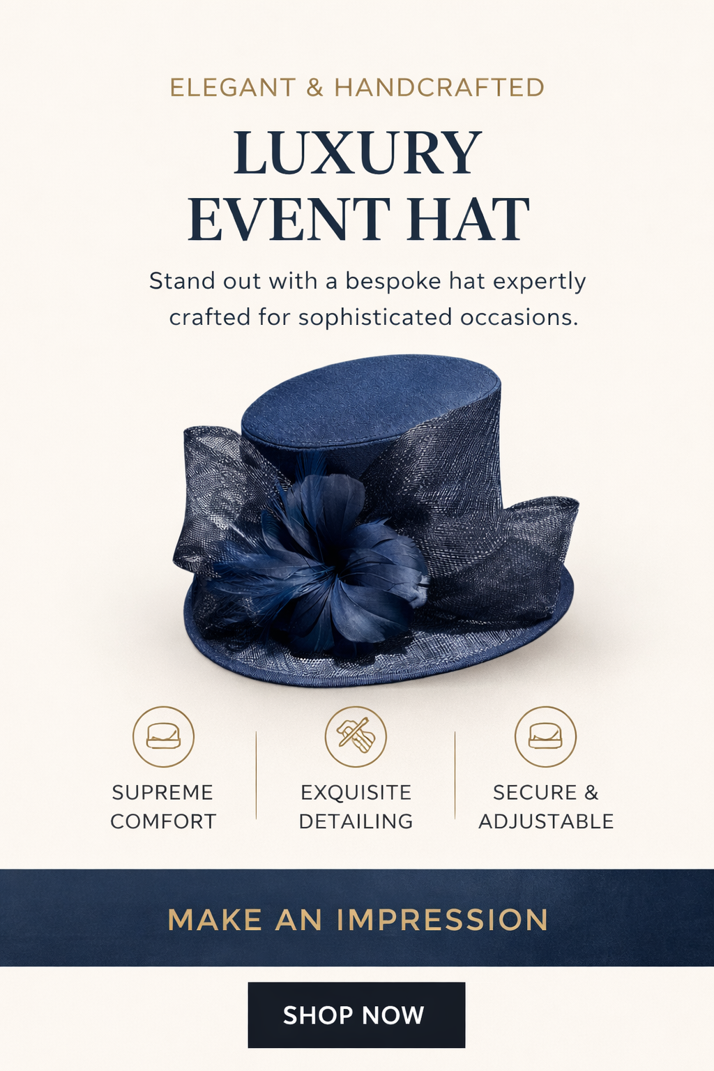 NAVY sinamay medium brim hat