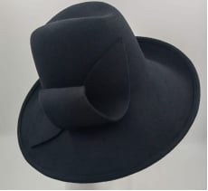 Black Sculpted Wool Brim Hat