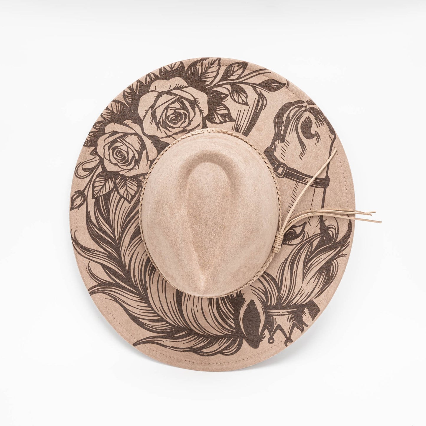 Tan/beige horse print Panama hat