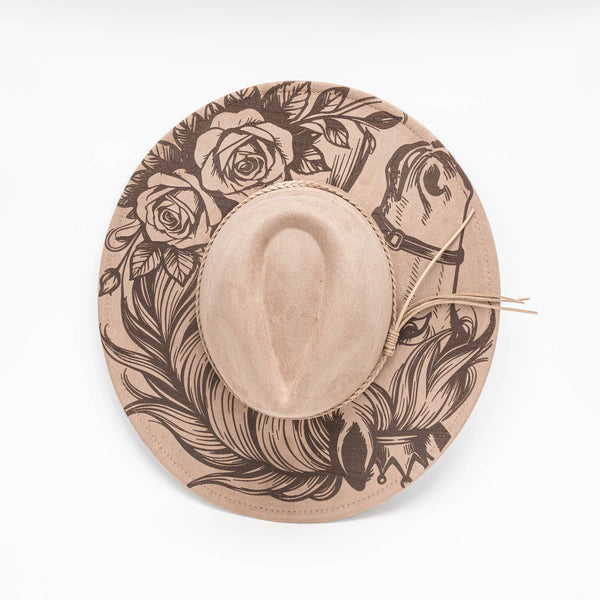 Tan/beige horse print Panama hat